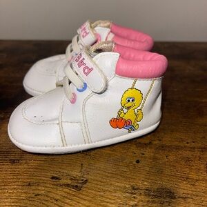 Vintage Henson Sesame Street Big Bird Baby Shoes Size 1 Crib Shoes Soft Bottoms